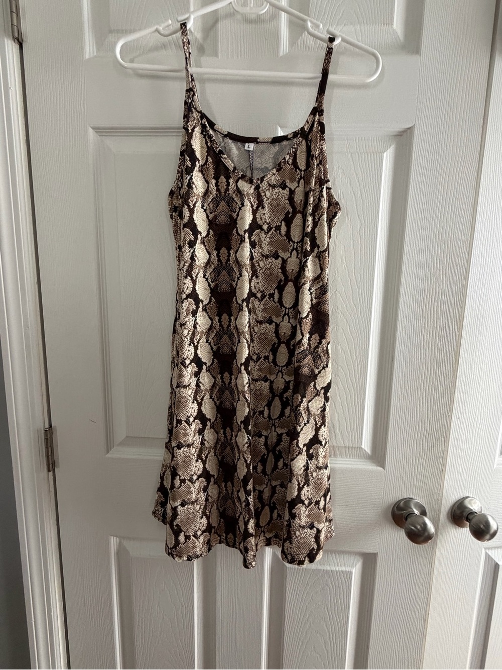 Women’s Snake Print Slip Dress in Brown and Cream